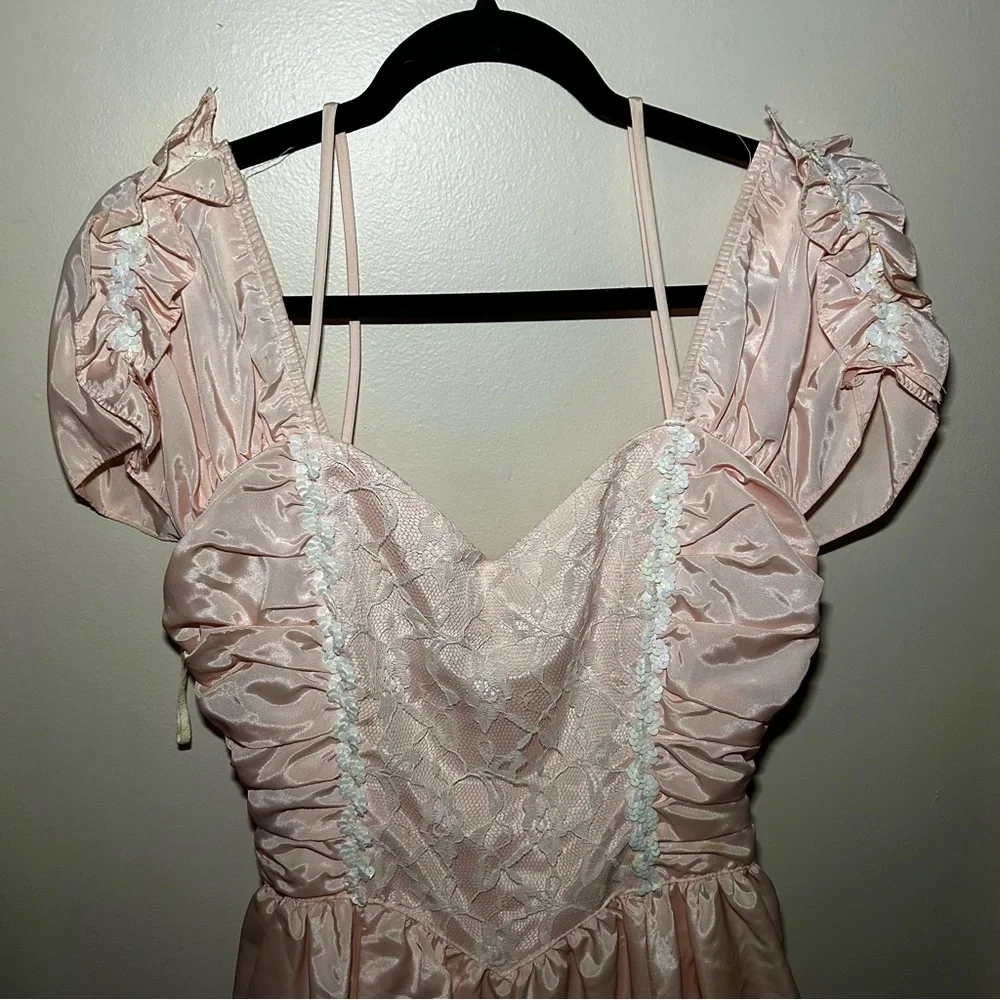Gunne Sax Blush Satin Dress - Picture 3 of 8